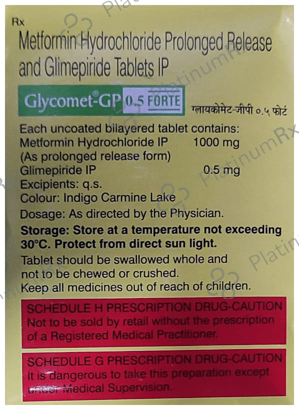 Glycomet GP 0.5/1000mg Forte Tablet PR 10s