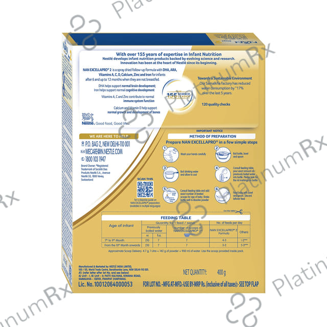 Nestle Nan Excellapro 2 Follow-Up Formula with Vitamins, DHA, ARA, Calcium & Iron - Powder