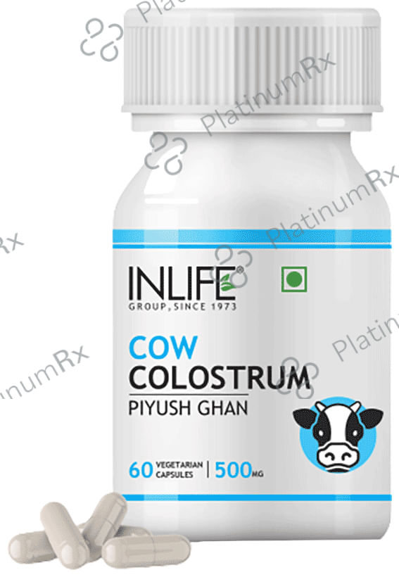 Inlife Cow Colostrum 500mg Capsule - For Immunity, Strength, Stamina & Healthy Digestion