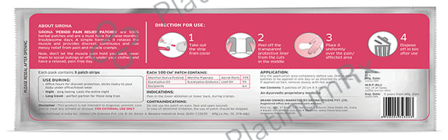 Sirona Feminine Pain Relief Patch