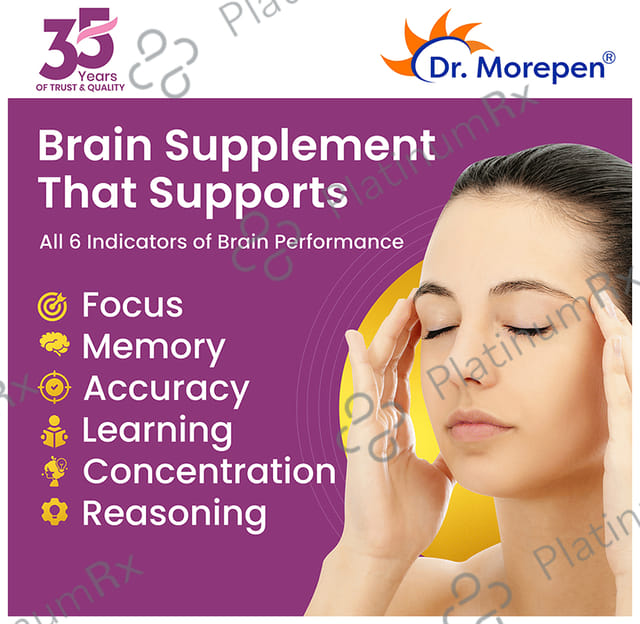 Dr. Morepen Memory Booster - With Gingko & Brahmi for Focus, Memory & Mood - Tablet