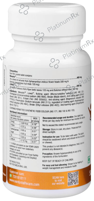 Sundyota Lifecare Slimwat Tablet for Weight Loss with Garcinia