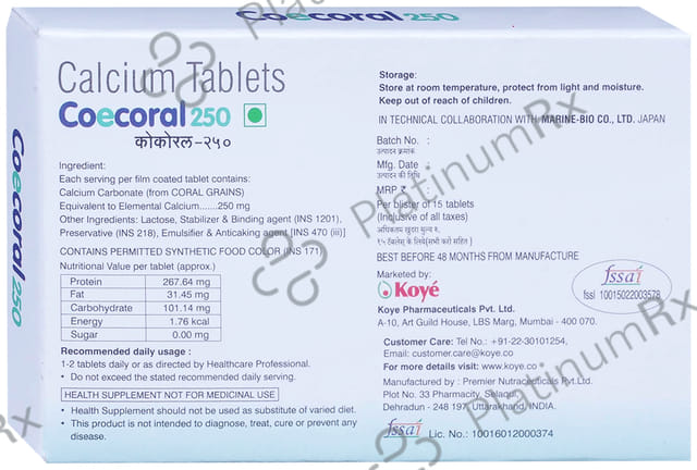 Coecoral 250mg Tablet 15s
