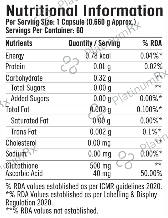 GNC Glutathione 500mg Vegetarian Capsule
