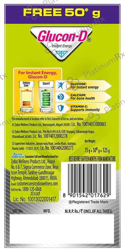 Glucon D Instant Energy Nimbu Pani Flavour Powder 125gm