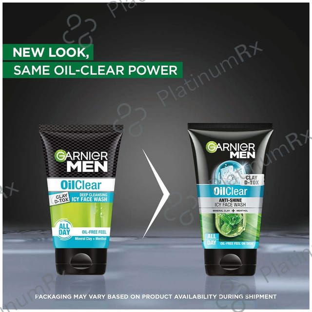 Garnier Men Face Wash Oil Clear Clay D-Tox Icy