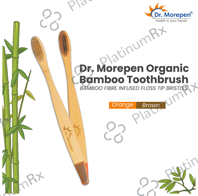 Dr. Morepen Organic Bamboo Toothbrush Adult 1 Medium & 1 Soft Orange & Brown