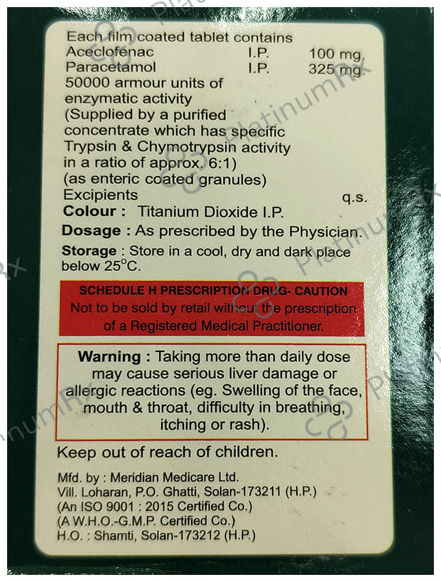 Chymograce 100mg/325mg Tablet