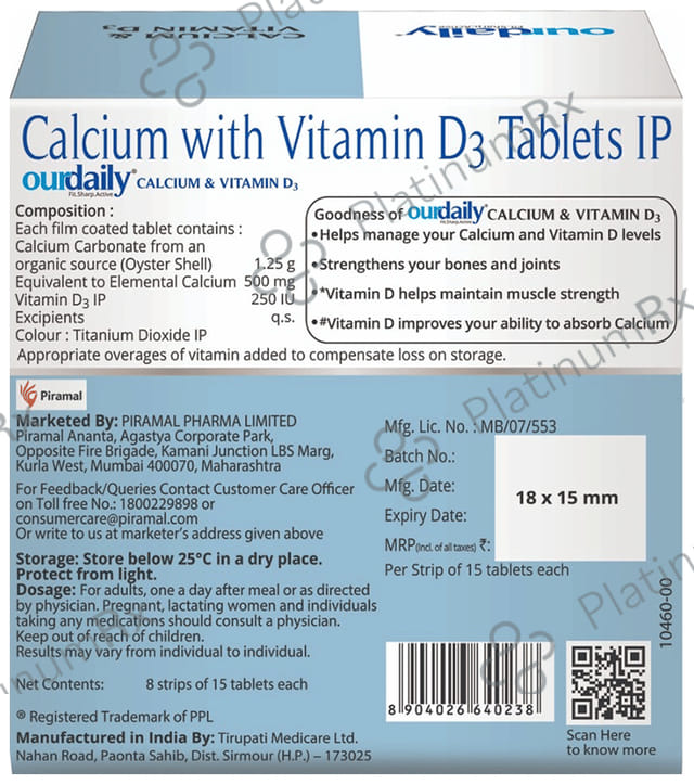 OurDaily Calcium & Vitamin D3 Tablet 120s