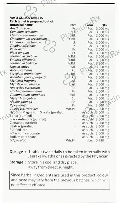 Sitaram Ayurveda Vayugulika Tablet
