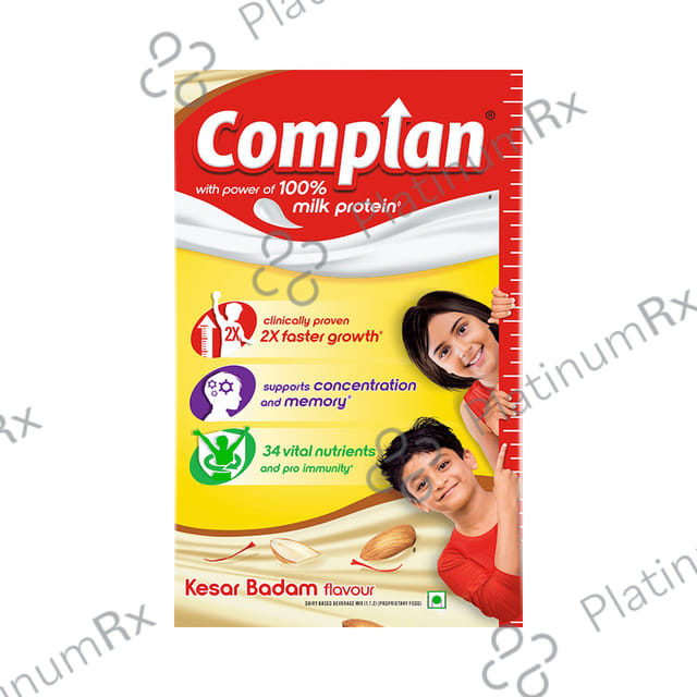Complan 100% Milk Protein for Concentration, Memory & Growth - Flavour Kesar Badam Refill 200 gm