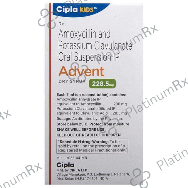Advent 228.5mg Tangy Orange Dry Syrup 30ml
