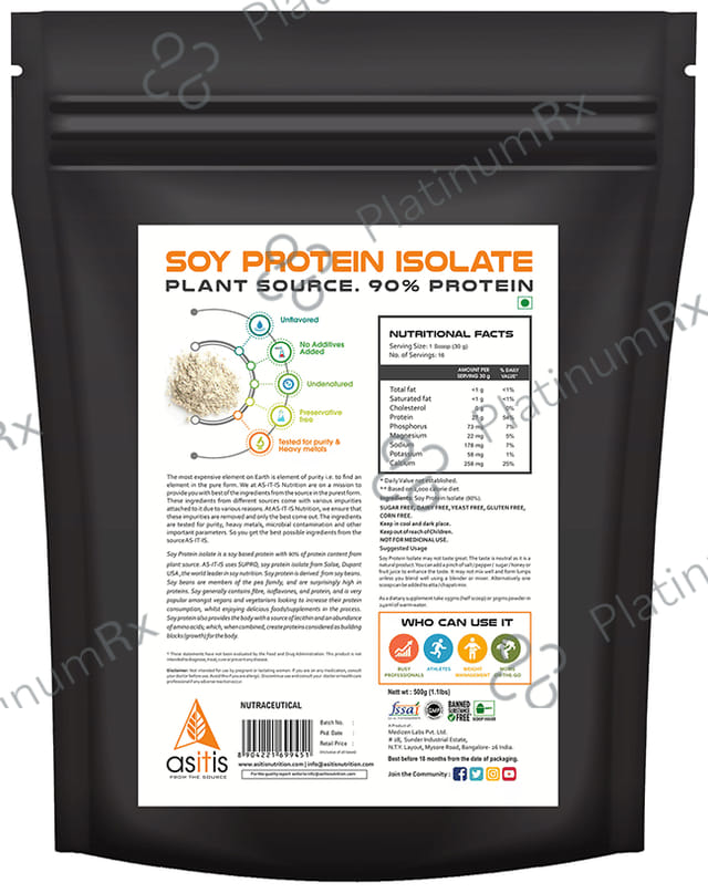 AS-IT-IS Nutrition Soy Protein Isolate 500 gm