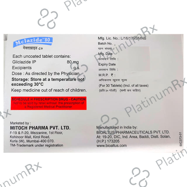 Mclazide 80 Tablet 10 Tablet