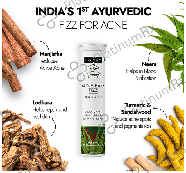 Kapiva Reduces Acne & Acne Marks Naturally - Skin Foods Acne Ease Fizz Effervescent Tablet