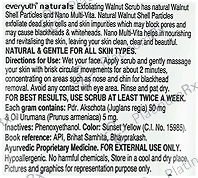 Everyuth Naturals Exfoliating Walnut for Blackheads & Dead Skin Cells - Paraben-Free - All Skin Types 200 gm