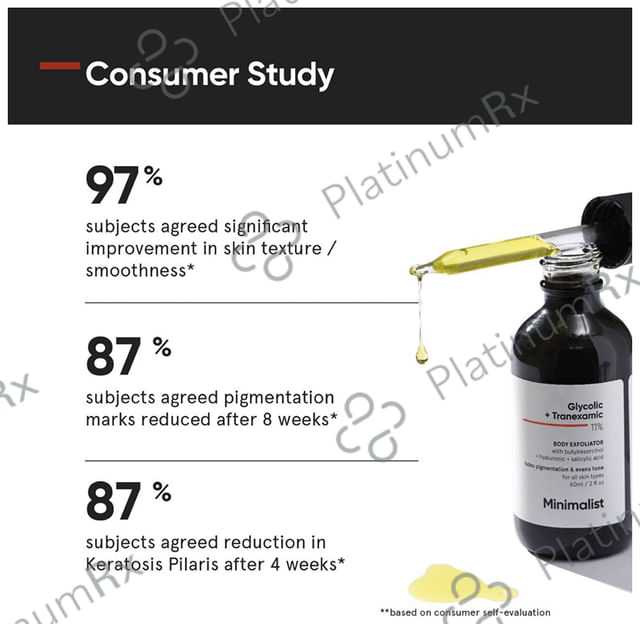 Minimalist Glycolic + Tranexamic 11% Body Exfoliator Fades Pigmentation