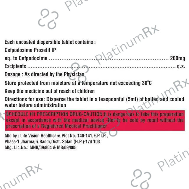 Cefdoxib 200mg Tablet DT 10s