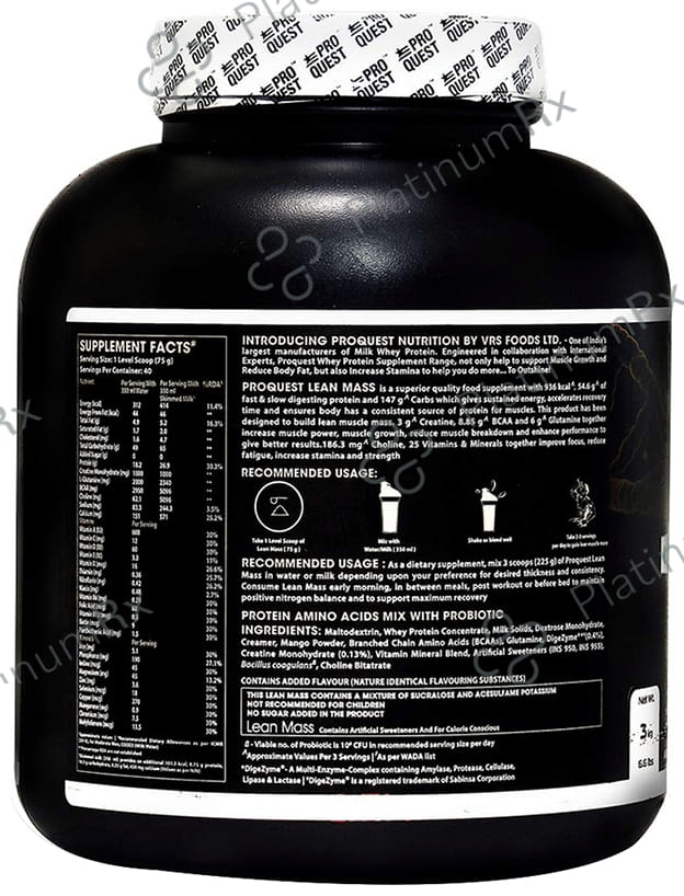 Pro Quest Lean Mass Powder Alphonso Mango 3 kg