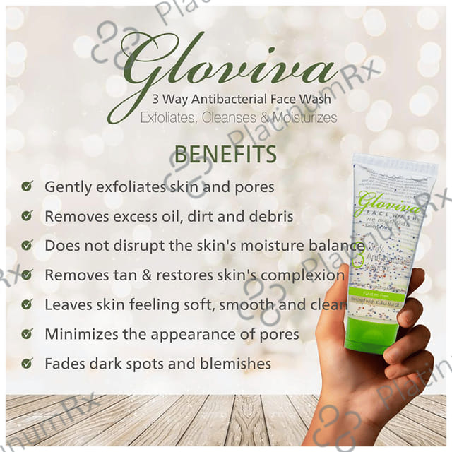 Gloviva 3 Way Antibacterial Action Face Wash (100ml Each) 2 Tubes