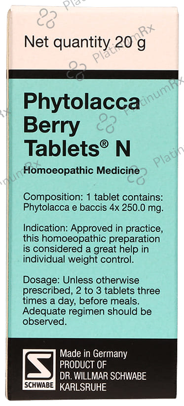 Dr Willmar Schwabe Germany Phytolacca Berry Tablet