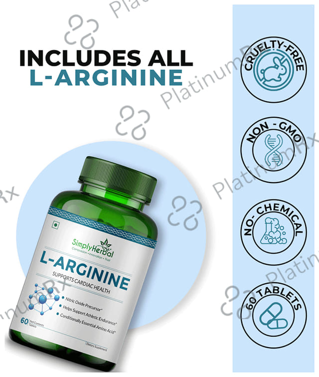 Simply Herbal L-Arginine for Muscle Support & Heart Health - Tablet