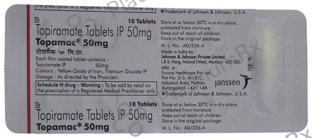 Topamac 50mg Tablet 10s