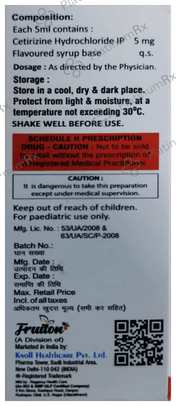 Cetrizine 5mg Syrup 30ml