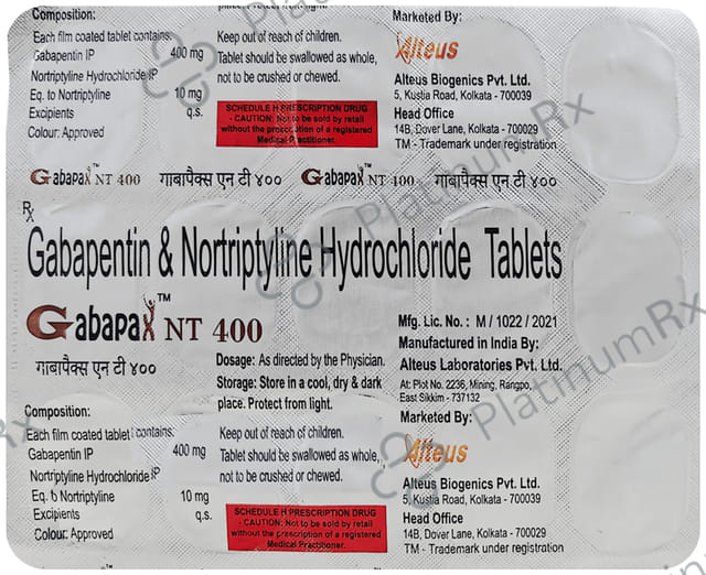 Gabapax NT 400/10mg Tablet 10s