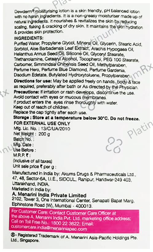 Dewderm Moisturising Lotion 200gm