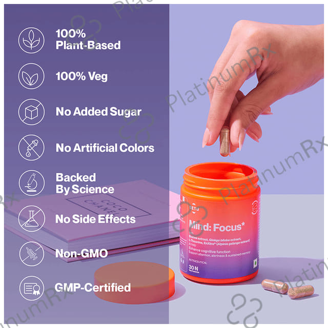 Setu Mind:Focus Veg Capsule with L-Theanine, Brahmi & Ginkgo Biloba