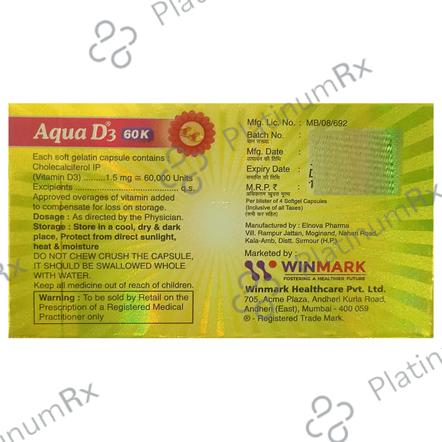 Aqua D3 60K Soft Gelatin Capsule 4s