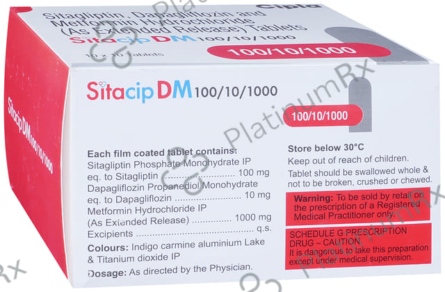 Sitacip DM 10/1000/100mg Tablet ER 10s