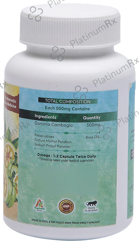 Aachman Veda Garcinia Cambogia 500mg 60% HCA Weight Loss Capsule (60 Each) 1 Bottle