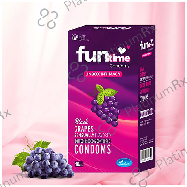 Funtime Dotted Ribbed & Contoured Black Grapes Flavour Condom 10s