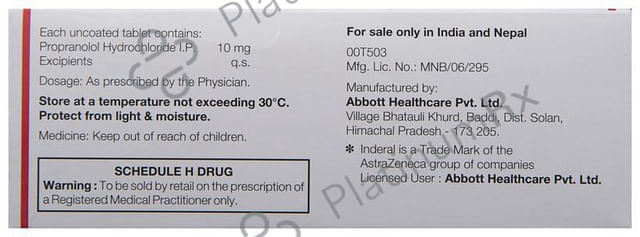 Inderal 10mg Tablet 15s