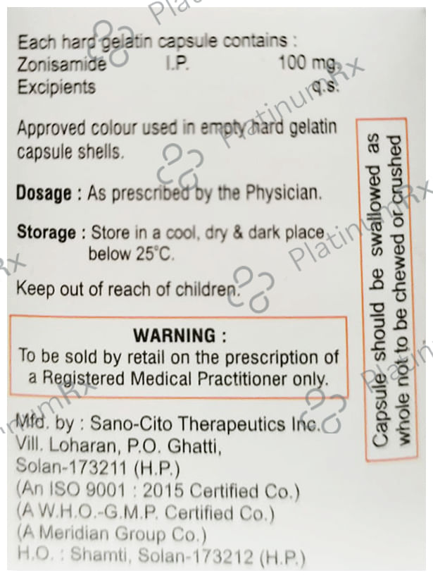 Znsomed 100mg Capsule 10s
