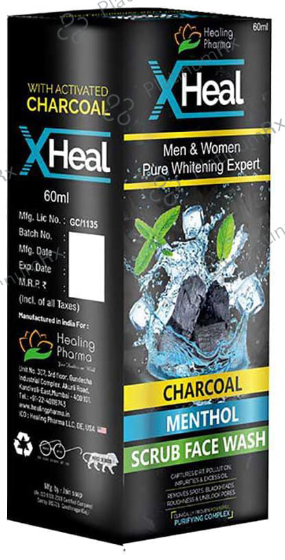 Healing Pharma X Heal Scrub Face Wash Charcoal Menthol 60ml