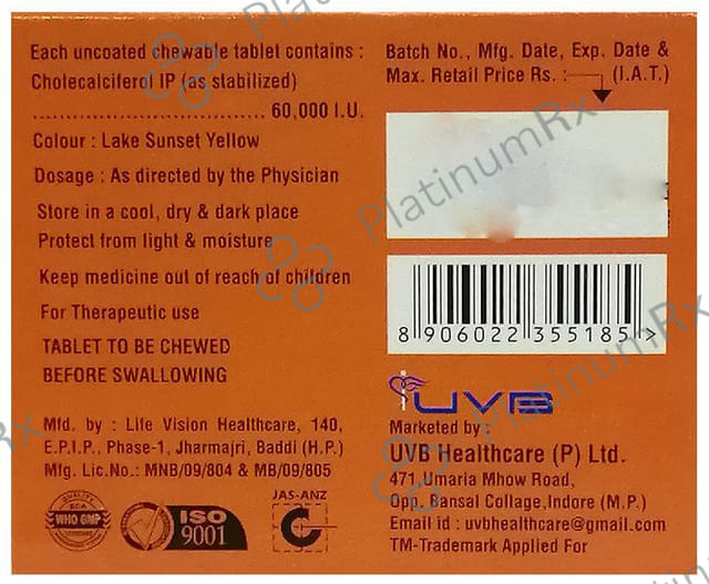 D3 Health 60K Chewable Tablet Orange 4s