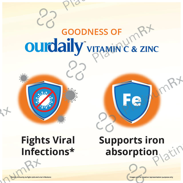 OurDaily Vitamin C & Zinc Lemony Orange Chewable Tablet 120s