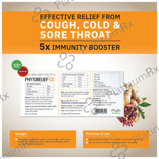 Phytorelief CC Lozenges Sugar Free 10s