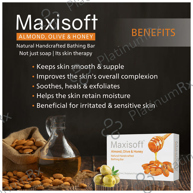 Maxisoft Almond, Olive & Honey Natural Handcrafted Bathing Bar 75gm