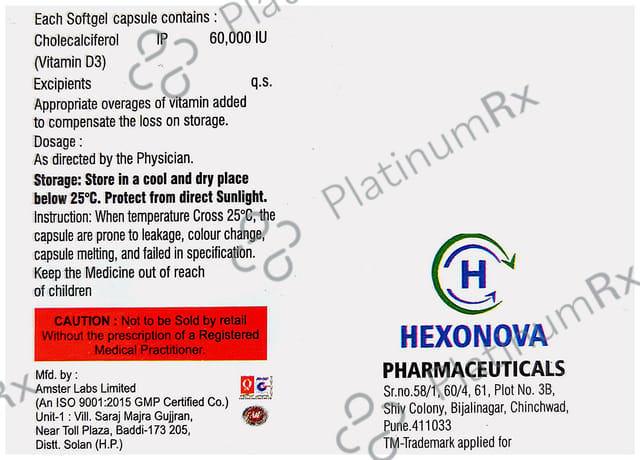 Calcrux D3 Softgel Capsule 60000IU Soft Gelatin Capsule 4s