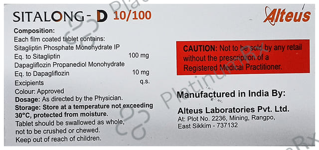 Sitalong D 10/100mg Tablet 15s