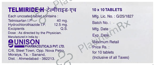 Telmiride H 12.5/40mg Tablet 10s