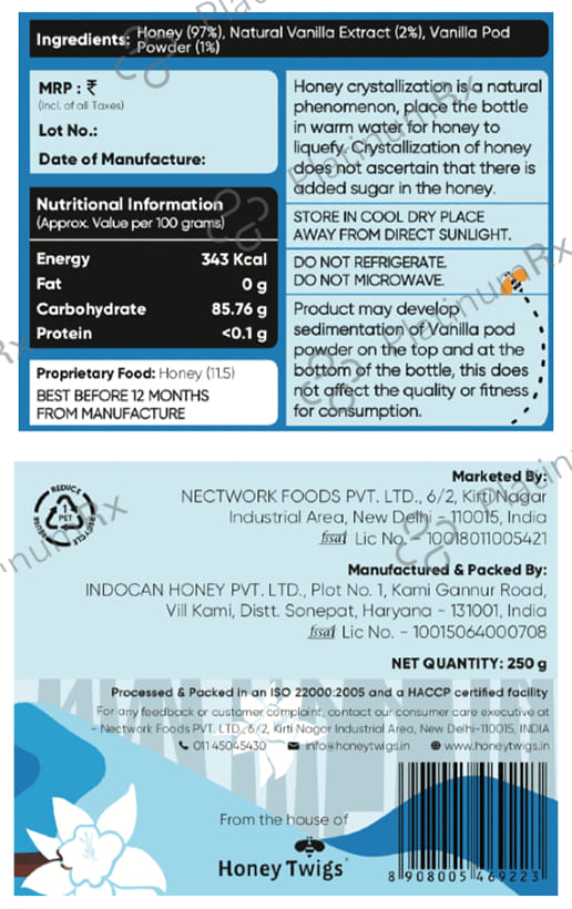 Nectworks Vanilla Infused Natures Finest Himalayan Honey 250gm