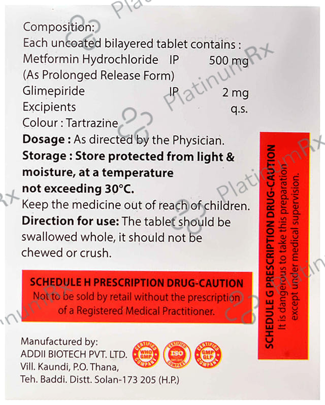 Glutorlix M 2/500mg Tablet PR 15s