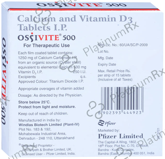 Ossivite 500mg/250IU Tablet 15s