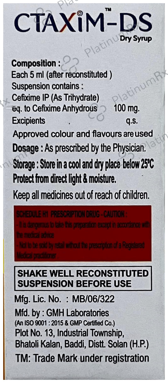 Ctaxim DS 100mg Dry Syrup Orange 30ml