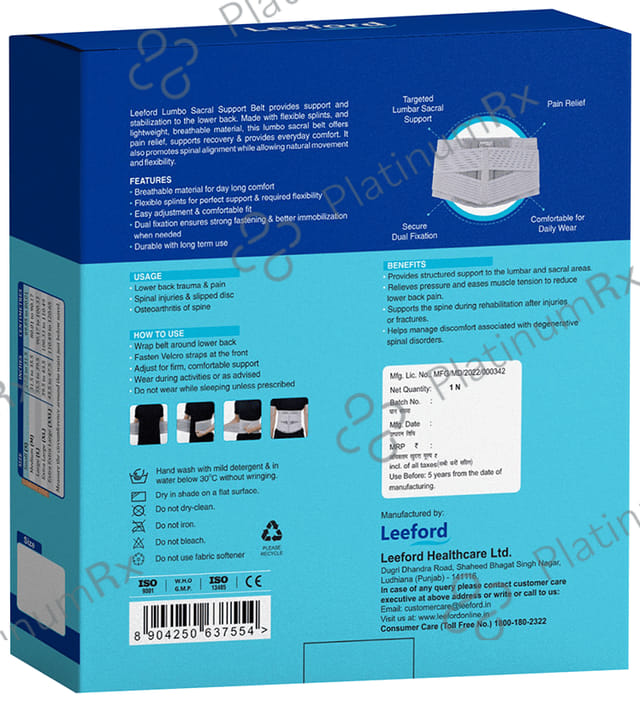 Leeford Lumbo Medium Sacral Support Belt 1s